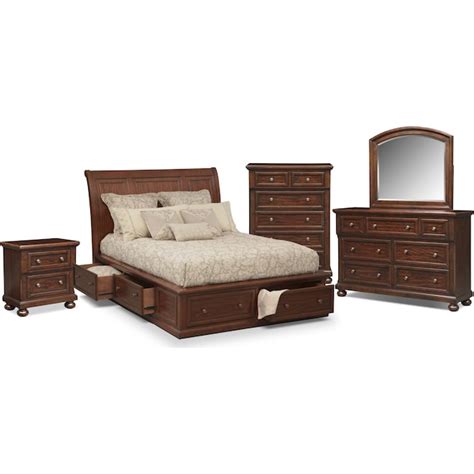 By american of martinsville, merton gershun. Hanover 7-Piece King Storage Bedroom Set - Cherry ...