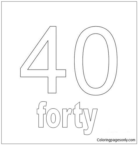 Number Forty Coloring Page Free Printable Coloring Pages