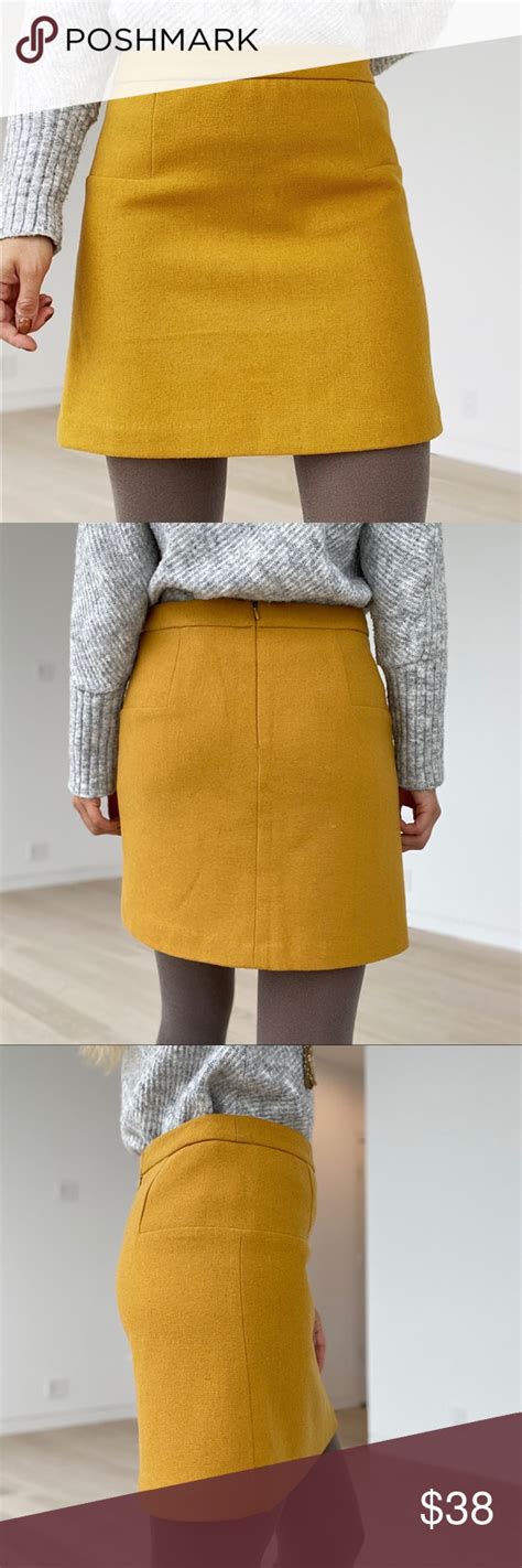 😊 Mustard Yellow Wool Mini Skirt Wool Mini Skirt Mini Skirts