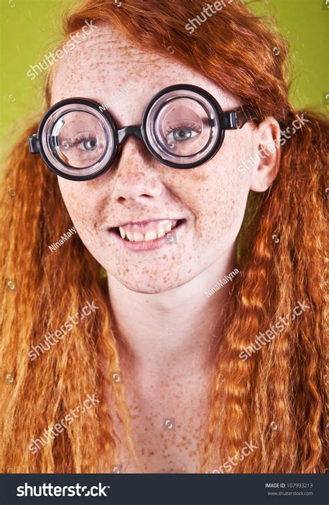 Cheerful Freckled Nerdy Girl Stock Photo Shutterstock