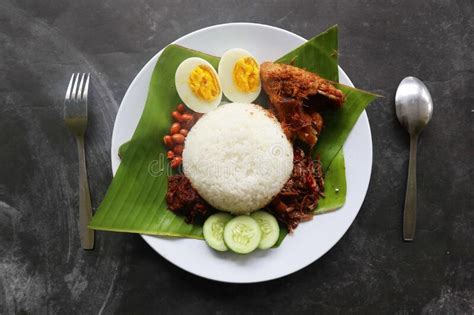 Nasi Lemak Is Traditional Malay Made Boiled Eggs Beans Anchovies