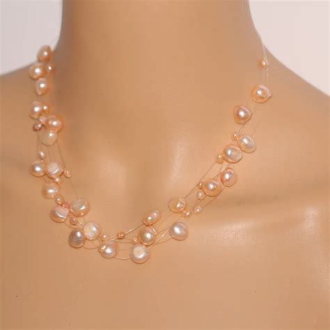 Fashion Freshwater Pink Pearl Necklace Jewelry For Women Multi Strand