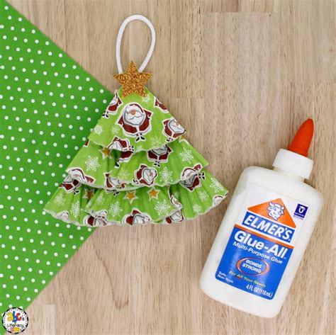 Cupcake Liner Christmas Tree Ornament Craft For Kids