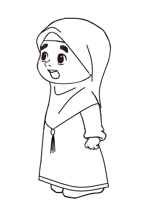 Gambar Mewarnai Gambar Sketsa Kartun Anak Muslimah 33 Di Rebanas Rebanas