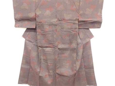 Silk Tsumugi Kimono With Woven Kikko Pattern