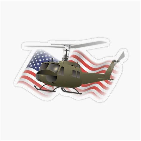 Uh 1 Huey Helicopter With American Flag Sticker By Norsetech Redbubble