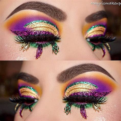 Mardi Gras Eyes By Mayrismakeup Using Paradise Glitter In Green And Fuchsia Mehronmakeup