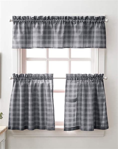 20 The Best Lodge Plaid 3 Piece Kitchen Curtain Tier And Valance Sets
