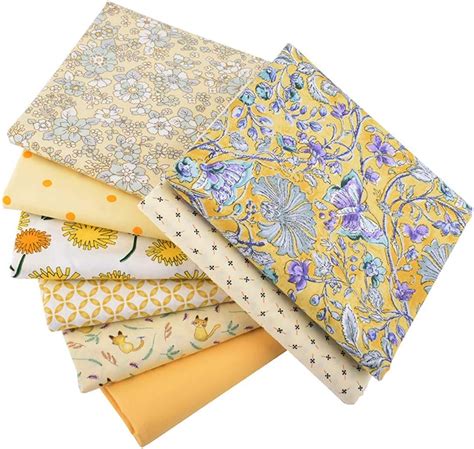 Hanjunzhao Yellow Floral Polka Dot Solid Fat Quarters Fabric Bundles 18