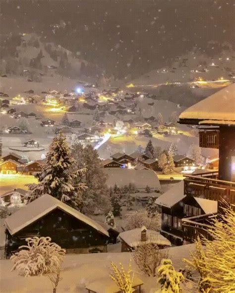 Snowy Nights In Switzerland