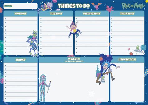 Planer tygodniowy, plan na cały tydzień Rick and Morty ...