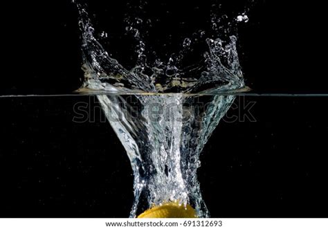 Nice Looking Water Splash Submerged Lemon Stock Photo 691312693