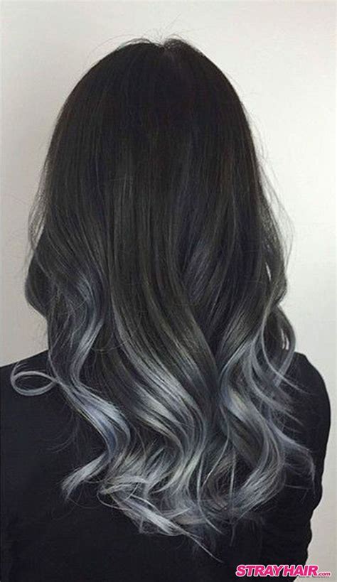 Charcoal To Silver Balayage Hair Balayage On Black Hairsilver Ombre