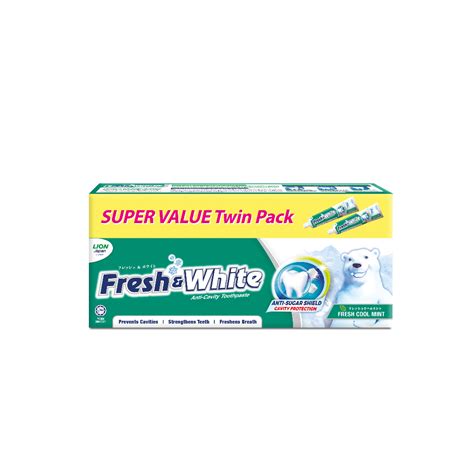 Fresh And White Fluoride Toothpaste Fresh Cool Mint 225g X 2 Super