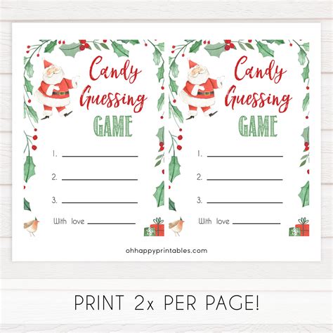 Candy Guessing Game Christmas Printable Baby Shower Games