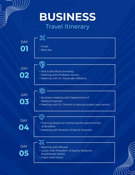 Business Travel Itinerary Template Visme