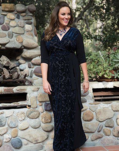 Kiyonna Womens Plus Size Ornate Velvet Maxi Dress