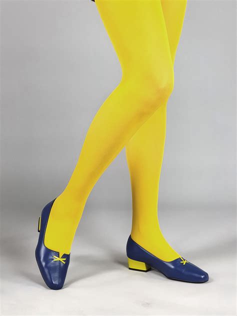 40 Denier Yellow Tights - ladies vintage retro 60s - 70s style - Mod Shoes
