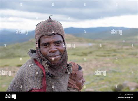 Lesotho Mokhotlong Near Sani Pass Portrait Of A Basotho Man Basotho