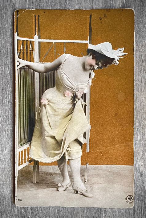 Edwardian Risqué Boudoir Photo Postcard Hand Tinted Bromide Etsy