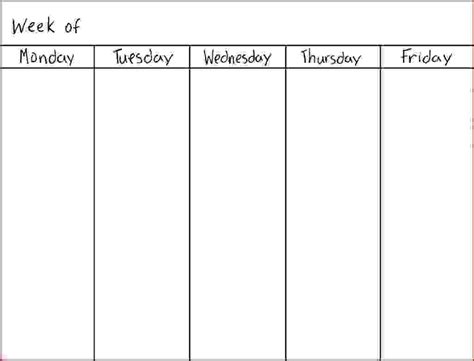 Blank Days Of The Week Calendar Free Letter Templates Calendar For