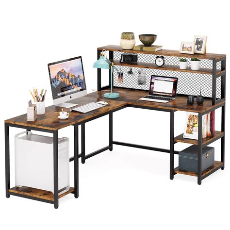 Tribesigns L Shaped Desk 67 Large Computer Writing Desk With Hutch