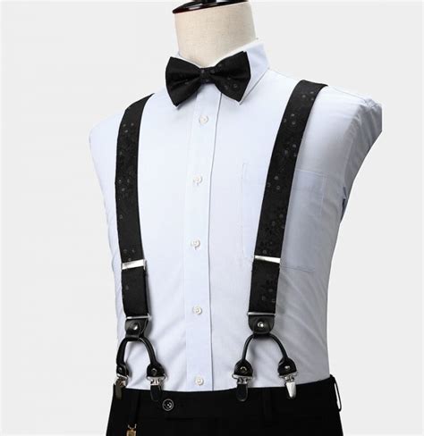 black floral bow tie and suspenders set gentleman s guru