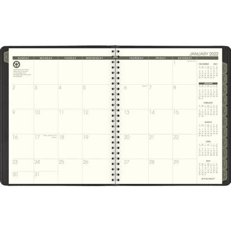 At A Glance Recycled Monthly Planner 7 X 8 34 Black 75
