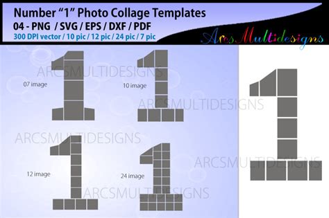 Number 1 Photo Collage Template Svg By Arcsmultidesignsshop Thehungryjpeg