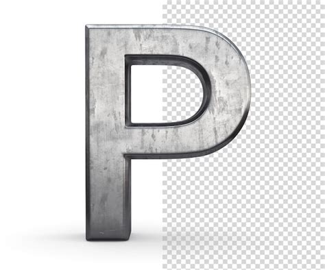 Premium Psd Stained Steel Letter P 3d Rendering