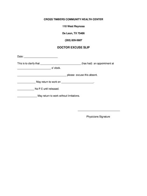 Doctors Excuse For Work Pdf Fill Online Printable Fillable Blank