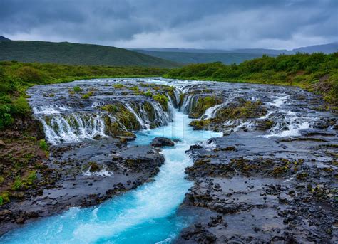 Bruarfoss Waterfall Iceland Famouns Place In Iceland Fast River And