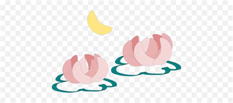 Water Lily And Moon Moon Emojilily Pad Emoji Free Transparent