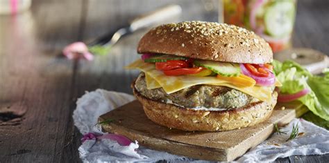Turkey Cheeseburgers With Pickled Peppers Onions Cucumbers