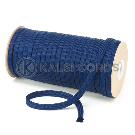 8mm Flat Dark Blue Polyester Tubular Braid Kalsi Cords British Made