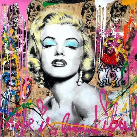 Mr Brainwash Oil Painting On Canvas Graffiti Art Marylin Monroe Marilyn