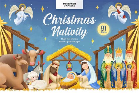 Christmas Nativity Clipart Illustrations Design Cuts