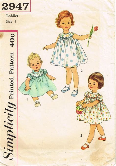 1950s Vintage Simplicity Sewing Pattern 2947 Baby Girls
