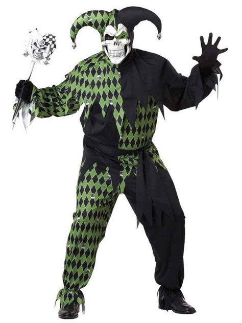 Green And Black Jester Costume Plus Size Mens Evil Jester Costume