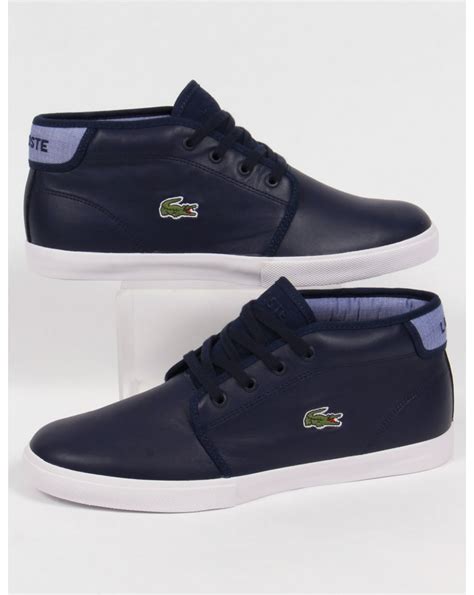 Lacoste Ampthill Leather Trainers Navy Bluebootsshoessneakersmens