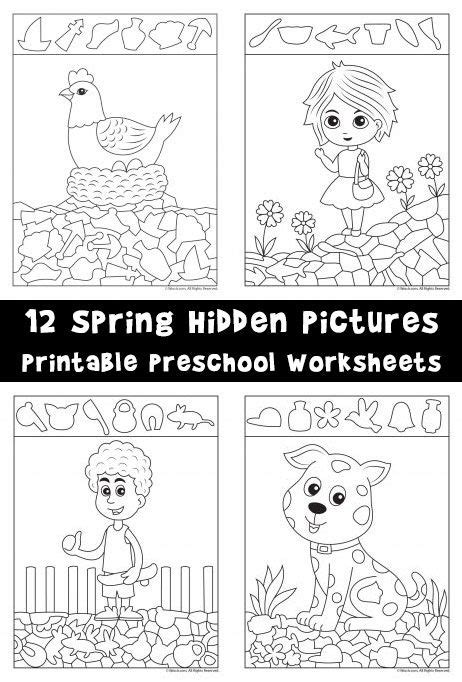Spring Hidden Pictures Printable Preschool Worksheets Woo Jr Kids