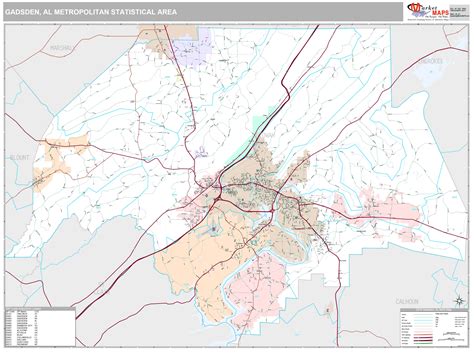 Gadsden Al Metro Area Wall Map Premium Style By Marketmaps Mapsales