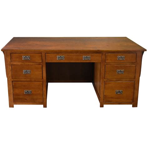 Mission Style Solid Quarter Sawn Oak Office Desk With Dovetail Drawers