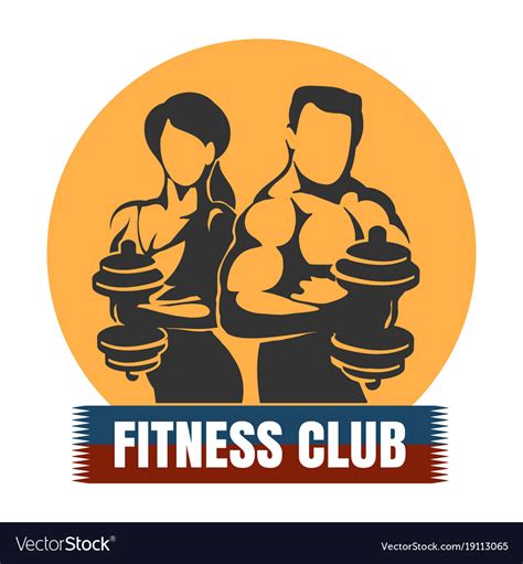 Man And Woman Fitness Club Logo Design Royalty Free Vector
