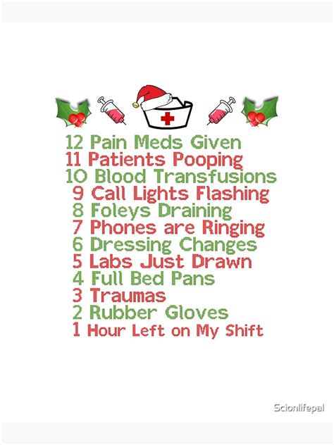 12 Days Of Nursing Nursemas Christmas Ts For Nurse Poster By