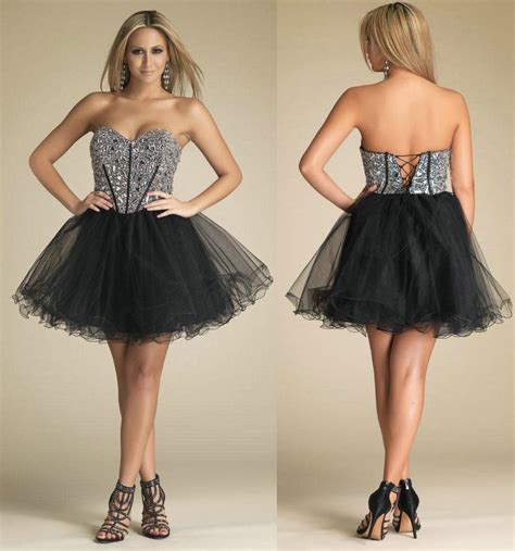 Cheap Black Beaded Corset Cocktail Dresses 2013 Sweetheart Tulle