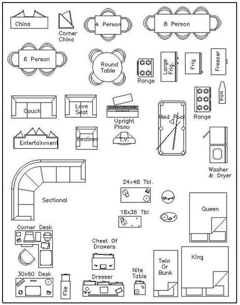 Printable furniture templates 1/4 inch scale | free graph paper for i.pinimg.com. Free Printable Furniture Templates | furniture template ...