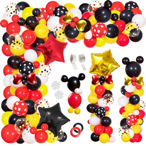 Buy 142pcs Mickey Mouse Balloons Garland Kit Foil Confetti Black Red