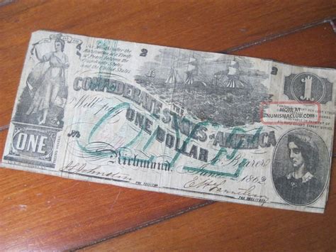 The old 1864 confederate $20 bill was part of the seventh series of notes authorized by the confederate states of america. 1862 $1 Dollar Bill Richmond Confederate Civil War Era Note Old Paper Money