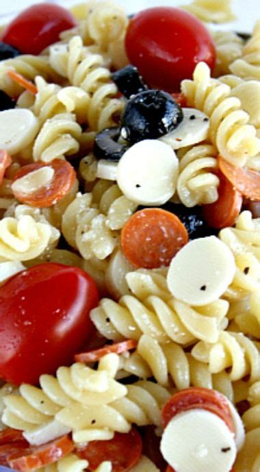 Pizza Pasta Salad Awesome For Potlucks Butter With A Side Of Bread